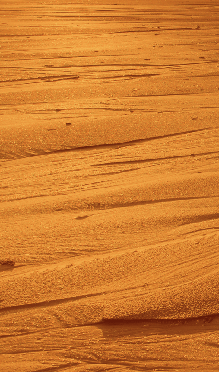 Behind the Chocolate Caramel flavor bottle, we see a wavy a scenic desert scene.