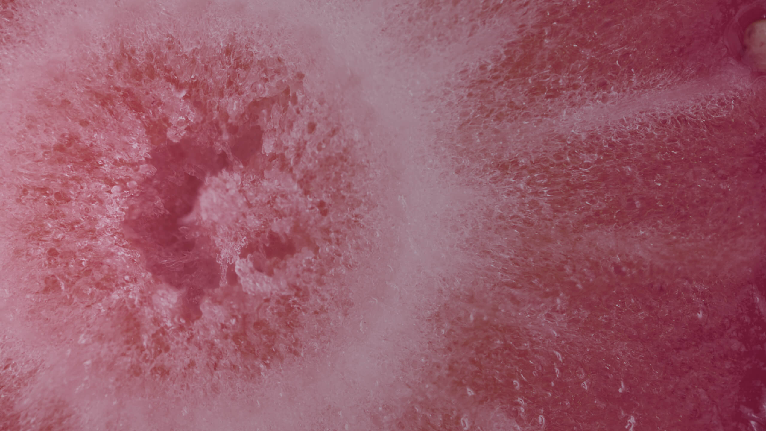 Behind Berry Medley flavor, there’s a macro image of a bright pink and red berry.