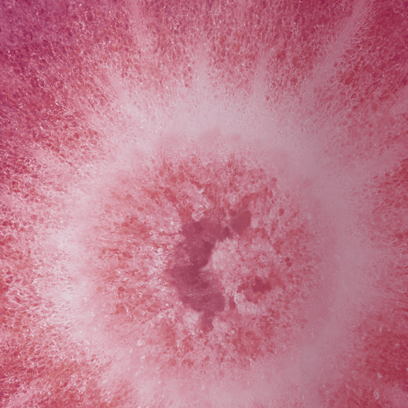 Behind the Berry Medley flavor four pack, there’s a macro image of a bright pink and red berry.